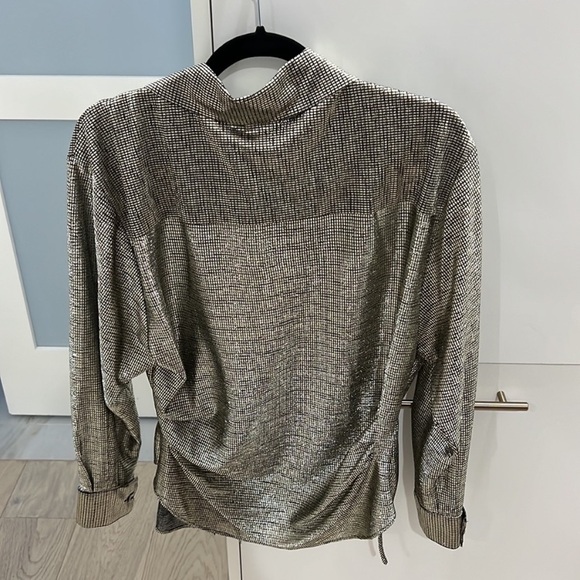 Zara Metallic Gold Shirt - Picture 2 of 7